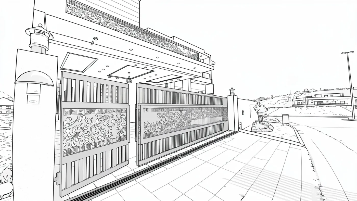Sketch of a laser-cut entrance gate